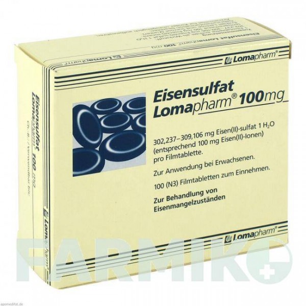 ЕЙЗЕНСУЛЬФАТ (EISENSULFAT) 100 мг таблетки 100 шт - Залізо (II) сульфат LOMAPHARM