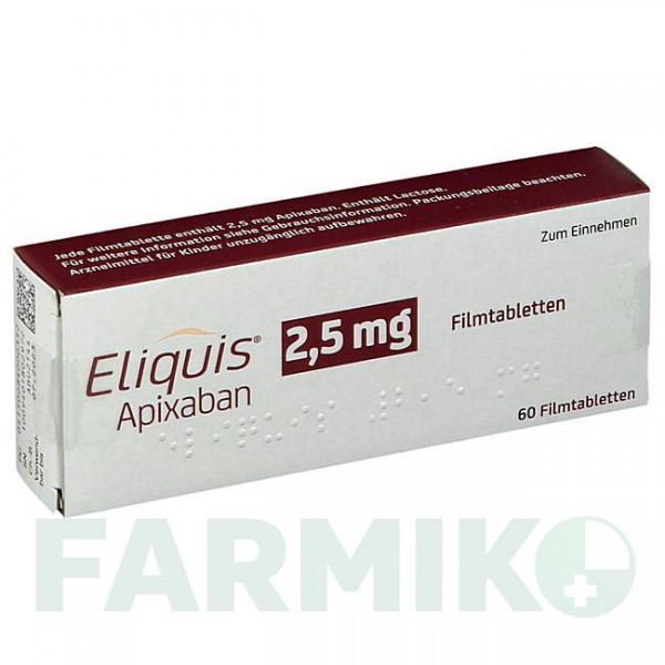 ЭЛИКВИС (ELIQUIS) 2,5 мг таблетки 60 шт - Апиксабан BRISTOL-MYERS SQUIBB