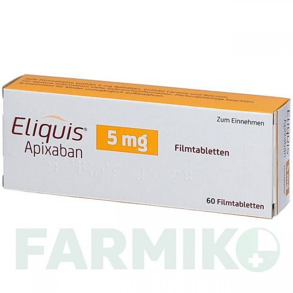 ЭЛИКВИС (ELIQUIS) 5 мг таблетки 60 шт - Апиксабан BRISTOL-MYERS SQUIBB