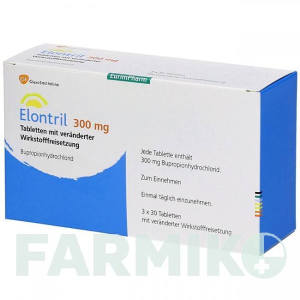 ЕЛОНТРИЛ (ELONTRIL) 300 мг таблетки 3x30 шт - Бупропіон EURIMPHARM