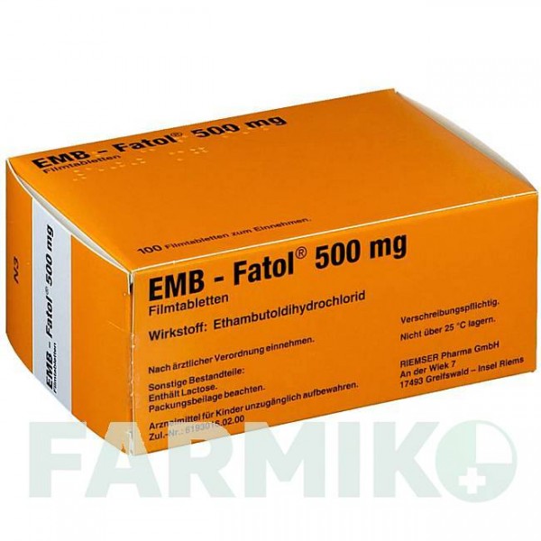 ЭМБ ФАТОЛ (EMB FATOL) 500 мг таблетки 100 шт - Этамбутол ESTEVE PHARMACEUTICALS