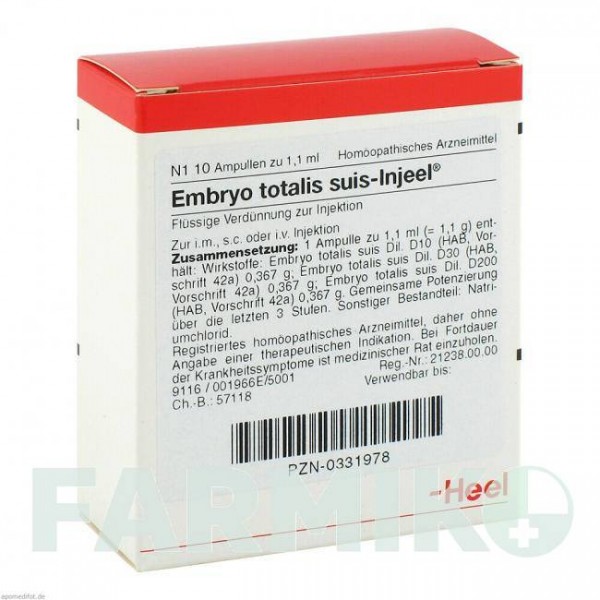 ЭМБРИО (EMBRYO) ампулы 10 шт - Гомеопатия BIOLOGISCHE HEILMITTEL HEEL