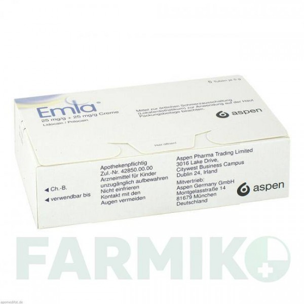ЭМЛА (EMLA) 25 мг/г + 25 мг/г крем 5x5 г - Активные вещества ASPEN