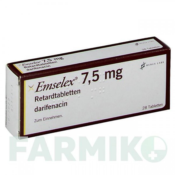 ЭМСЕЛЕКС (EMSELEX) 7,5 мг таблетки 28 шт - Дарифенацин ZR PHARMA
