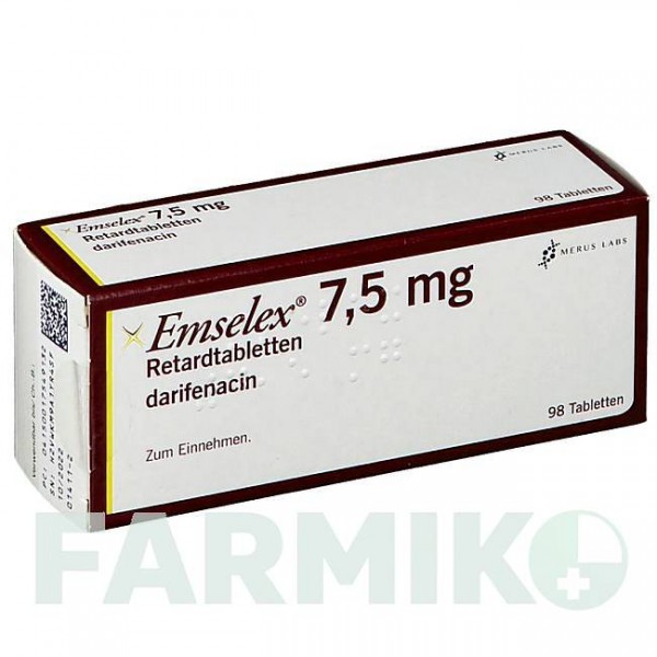 ЭМСЕЛЕКС (EMSELEX) 7,5 мг таблетки 98 шт - Дарифенацин ZR PHARMA