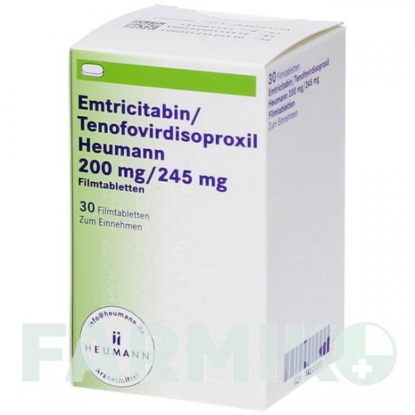 ЭМТРИЦИТАБИН (EMTRICITABIN) 200/245 мг таблетки 30 шт - Тенофовир, Эмтрицитабин HEUMANN PHARMA