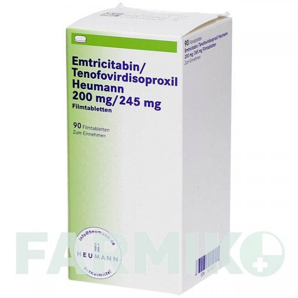 ЭМТРИЦИТАБИН (EMTRICITABIN) 200/245 мг таблетки 90 шт - Тенофовир, Эмтрицитабин HEUMANN PHARMA