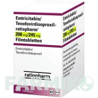 ЕМТРИЦИТАБІН (EMTRICITABIN) 200/245 мг таблетки 30 шт - Тенофовір, Емтрицитабін RATIOPHARM