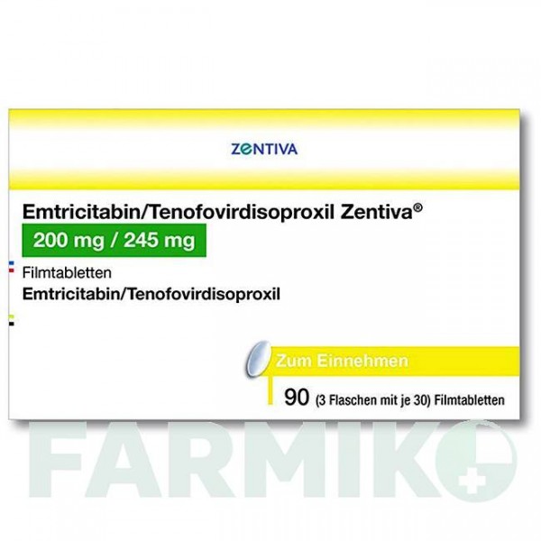 ЭМТРИЦИТАБИН (EMTRICITABIN) 200/245 мг таблетки 3x30 шт - Тенофовир, Эмтрицитабин ZENTIVA