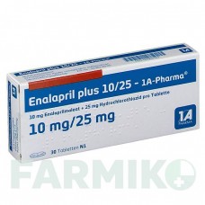 ЕНАЛАПРИЛ (ENALAPRIL) 45931 таблетки 30 шт - Еналаприл, Гідрохлоротіазид 1 A PHARMA