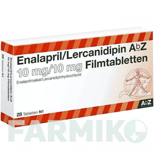 ЕНАЛАПРИЛ (ENALAPRIL) 10 мг/10 мг таблетки 28 шт - Еналаприл, Лерканідипін ABZ PHARMA