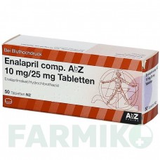 ЕНАЛАПРИЛ (ENALAPRIL) 10 мг/25 мг таблетки 50 шт - Еналаприл, Гідрохлоротіазид ABZ PHARMA