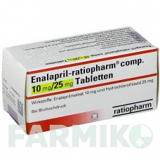 ЕНАЛАПРИЛ (ENALAPRIL) 10 мг/25 мг таблетки 50 шт - Еналаприл, Гідрохлоротіазид RATIOPHARM
