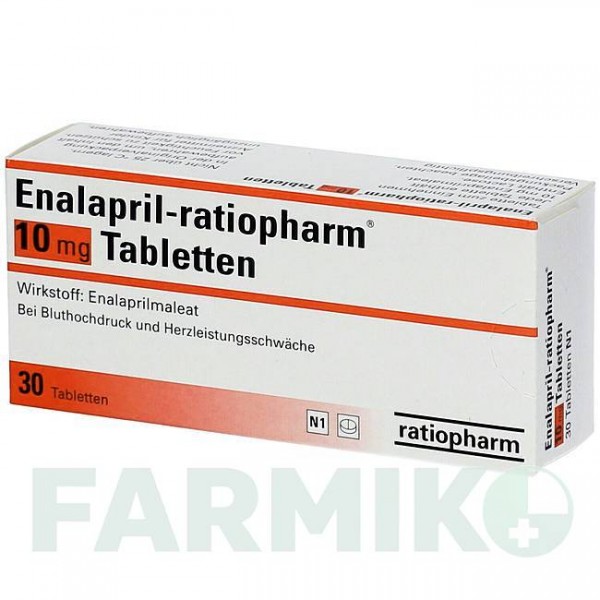 ЕНАЛАПРИЛ (ENALAPRIL) 10 мг таблетки 30 шт - Еналаприл RATIOPHARM