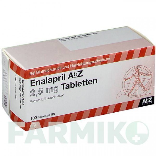 ЭНАЛАПРИЛ (ENALAPRIL) 2,5 мг таблетки 100 шт - Эналаприл ABZ PHARMA