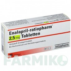 ЭНАЛАПРИЛ (ENALAPRIL) 2,5 мг таблетки 30 шт - Эналаприл RATIOPHARM