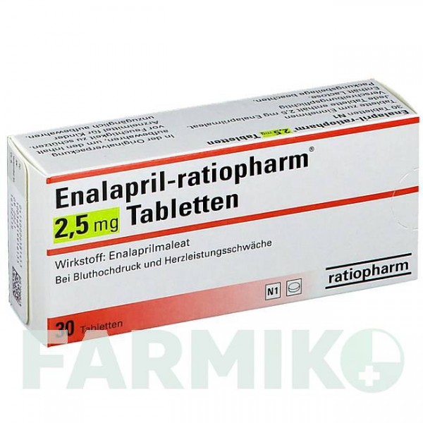 ЕНАЛАПРИЛ (ENALAPRIL) 2,5 мг таблетки 30 шт - Еналаприл RATIOPHARM