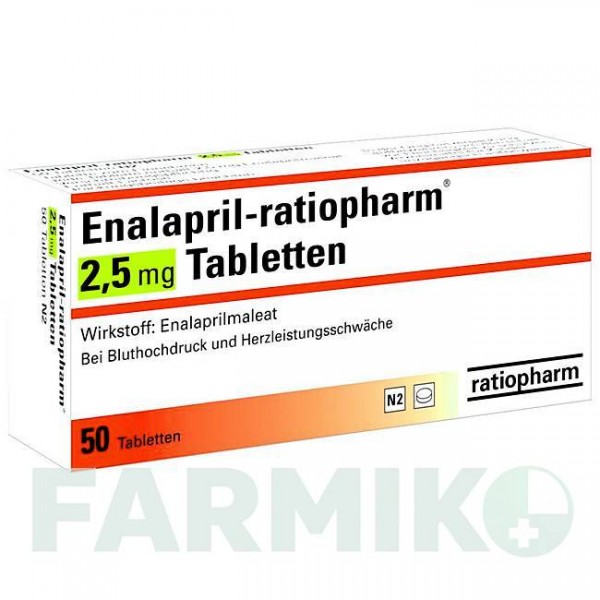 ЕНАЛАПРИЛ (ENALAPRIL) 2,5 мг таблетки 50 шт - Еналаприл RATIOPHARM