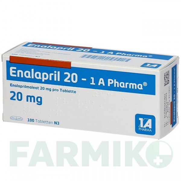 ЕНАЛАПРИЛ (ENALAPRIL) 20 таблетки 100 шт - Еналаприл, Лерканідипін 1 A PHARMA
