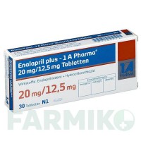 ЕНАЛАПРИЛ (ENALAPRIL) 20/12,5 мг таблетки 30 шт - Еналаприл, Гідрохлоротіазид 1 A PHARMA