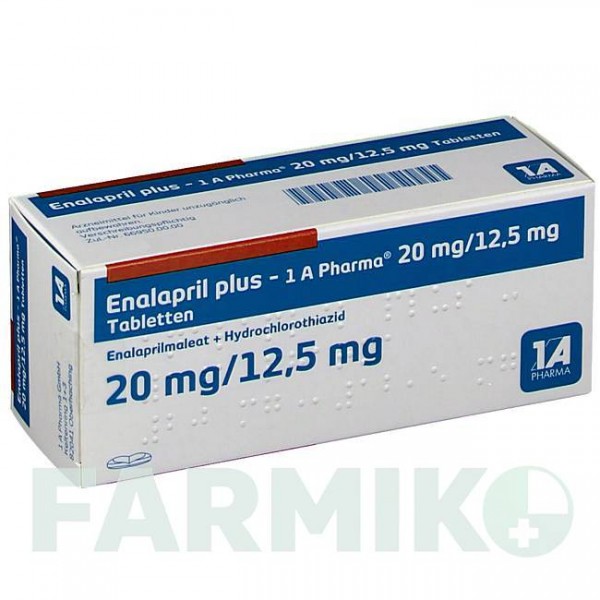 ЭНАЛАПРИЛ (ENALAPRIL) 20/12,5 мг таблетки 50 шт - Эналаприл, Гидрохлоротиазид 1 A PHARMA