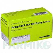 ЕНАЛАПРИЛ (ENALAPRIL) 20/12,5 мг таблетки 100 шт - Еналаприл, Гідрохлоротіазид AAA - PHARMA