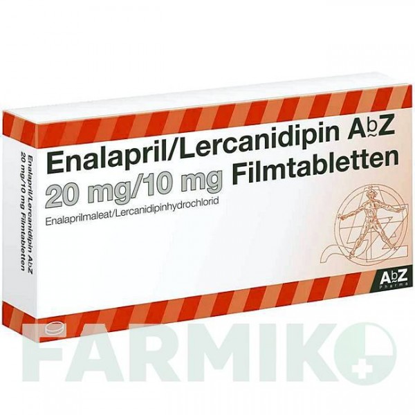 ЕНАЛАПРИЛ (ENALAPRIL) 20 мг/10 мг таблетки 50 шт - Еналаприл, Лерканідипін ABZ PHARMA