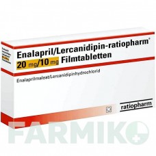ЕНАЛАПРИЛ (ENALAPRIL) 20 мг/10 мг таблетки 100 шт - Еналаприл, Лерканідипін RATIOPHARM