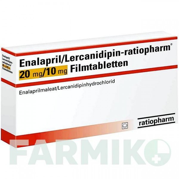 ЕНАЛАПРИЛ (ENALAPRIL) 20 мг/10 мг таблетки 100 шт - Еналаприл, Лерканідипін RATIOPHARM