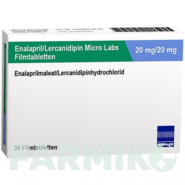 ЕНАЛАПРИЛ (ENALAPRIL) 20 мг/20 мг таблетки 30 шт - Еналаприл, Лерканідипін MICRO LABS