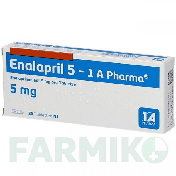 ЭНАЛАПРИЛ (ENALAPRIL) 5 таблетки 30 шт - Эналаприл, Лерканидипин 1 A PHARMA