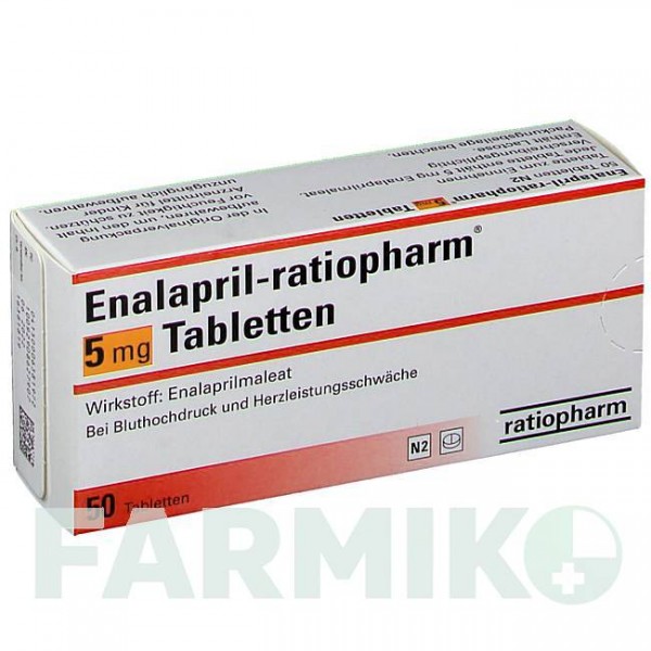 ЭНАЛАПРИЛ (ENALAPRIL) 5 мг таблетки 50 шт - Эналаприл RATIOPHARM
