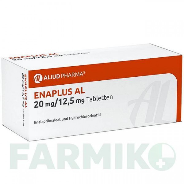 ЕНАПЛЮС (ENAPLUS) 20 мг/12,5 мг таблетки 50 шт - Еналаприл, Гідрохлоротіазид ALIUD PHARMA