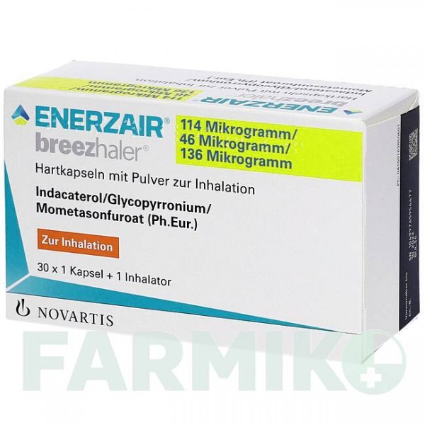 ЭНЕРЗАЙР (ENERZAIR) 114 мкг/46 мкг/136 мкг капсулы 30 шт - Индакатерол, Гликопиррония бромид, Мометазон NOVARTIS