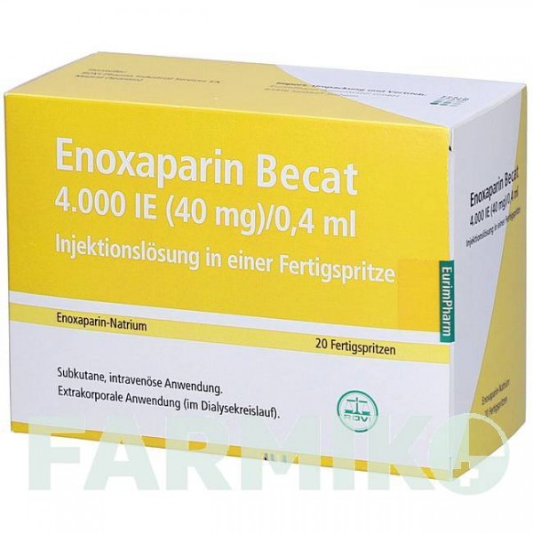 ЕНОКСАПАРИН (ENOXAPARIN) 4000 МО 40 мг/0,4 мл розчин 10 шт - Еноксапарин EURIMPHARM