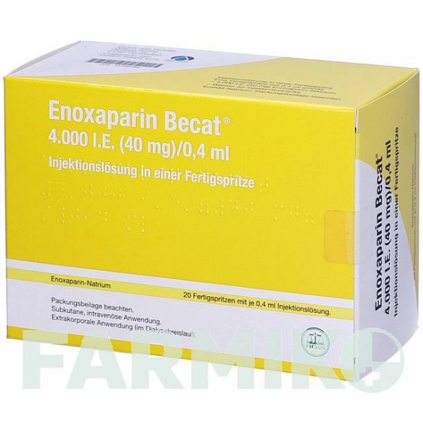 ЕНОКСАПАРИН (ENOXAPARIN) 4000 МО 40 мг/0,4 мл розчин 20 шт - Еноксапарин ORIFARM