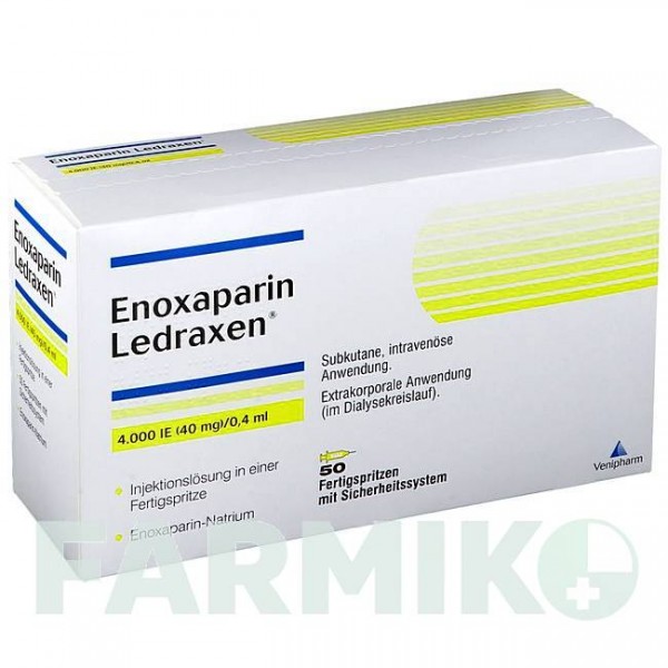 ЕНОКСАПАРИН (ENOXAPARIN) 4000 МО 40 мг/0,4 мл розчин 50 шт - Еноксапарин VENIPHARM