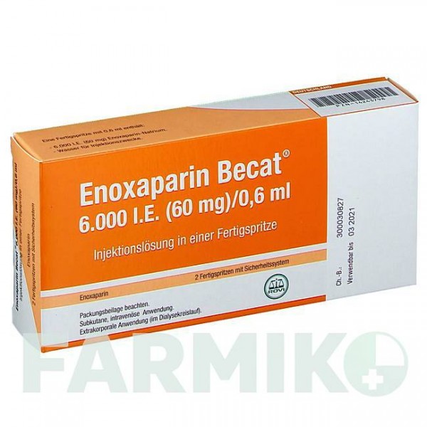 ЭНОКСАПАРИН (ENOXAPARIN) 6000 МЕ 60 мг/0,6 мл раствор 2 шт - Эноксапарин ROVI
