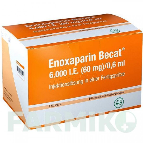 ЕНОКСАПАРИН (ENOXAPARIN) 6000 МО 60 мг/0,6 мл розчин 50 шт - Еноксапарин ROVI