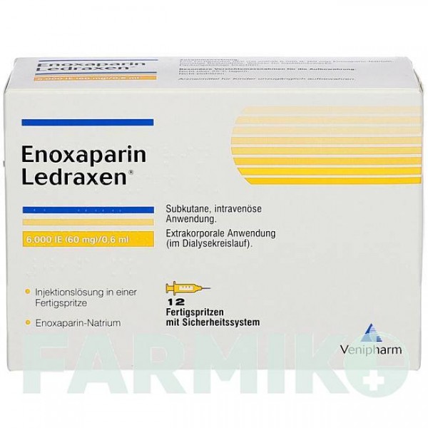 ЭНОКСАПАРИН (ENOXAPARIN) 6000 МЕ 60 мг/0,6 мл раствор 12 шт - Эноксапарин VENIPHARM