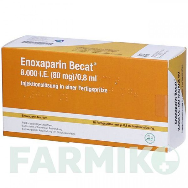 ЕНОКСАПАРИН (ENOXAPARIN) 8000 МО 80 мг/0,8 мл розчин 10 шт - Еноксапарин ORIFARM