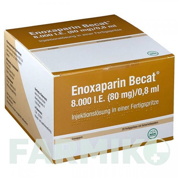ЕНОКСАПАРИН (ENOXAPARIN) 8000 МО 80 мг/0,8 мл розчин 20 шт - Еноксапарин ROVI