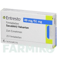 ЕНТРЕСТО (ENTRESTO) 49 мг/51 мг таблетки 20 шт - Валсартан, Сакубітрил NOVARTIS