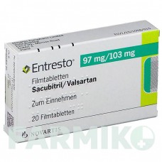 ЭНТРЕСТО (ENTRESTO) 97 мг/103 мг таблетки 20 шт - Валсартан, Сакубитрил NOVARTIS