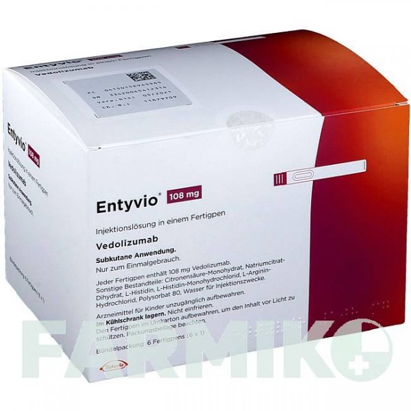 ЭНТИВИО (ENTYVIO) 108 мг раствор 1 шт - Ведолизумаб TAKEDA
