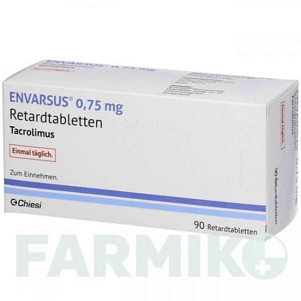 ЕНВАРСУС (ENVARSUS) 0,75 мг таблетки 90 шт - Такролімус DOCPHARM