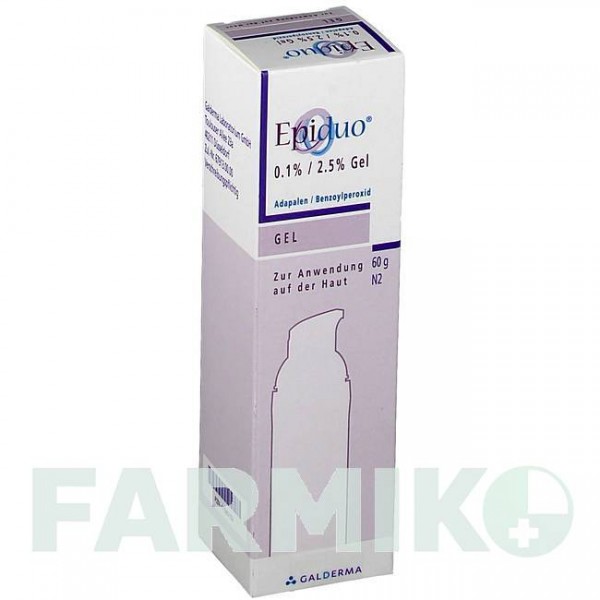 ЕПІДУО (EPIDUO) 0,1%/2,5% гель 60 г - Адапален, Бензоїл пероксид GALDERMA