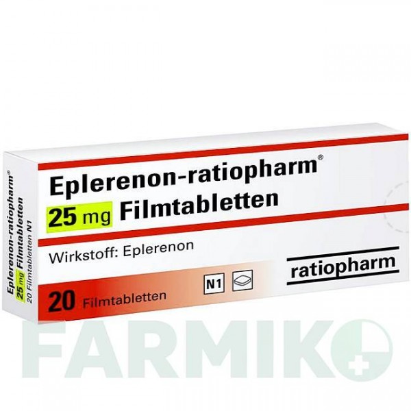 ЭПЛЕРЕНОН (EPLERENON) 25 мг таблетки 20 шт - Эплеренон RATIOPHARM