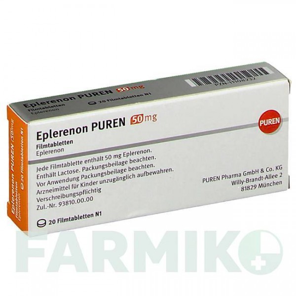 ЕПЛЕРЕНОН (EPLERENON) 50 мг таблетки 20 шт - Еплеренон PUREN PHARMA