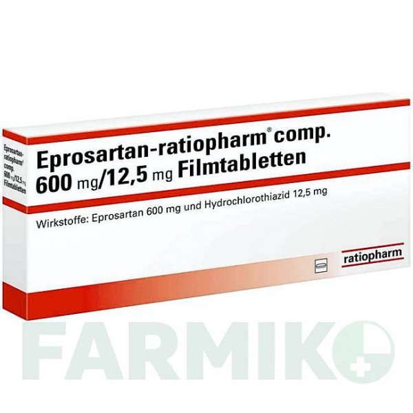 ЭПРОСАРТАН (EPROSARTAN) 600 мг/12,5 мг таблетки 98 шт - Эпросартан, Гидрохлоротиазид RATIOPHARM
